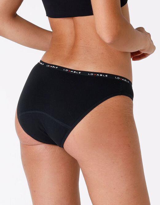 Slip da ciclo lavabile FLUSSO MEDIO in cotone biologico certificato, nero