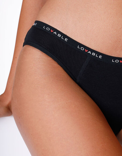 Slip da ciclo lavabile FLUSSO MEDIO in cotone biologico certificato, nero